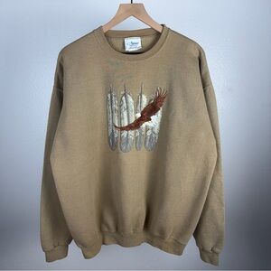 Vintage 90’s Bald Eagle Feathers Made In USA Embroidered Nature Sweatshirt XL